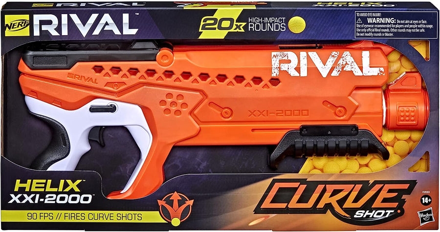 NERF Rival Curve Shot - Helix XXI-2000 Blaster - Fire Rounds to Curve Left, Right, Downward or Fire Straight - 20 Rival Rounds Brand: NERF