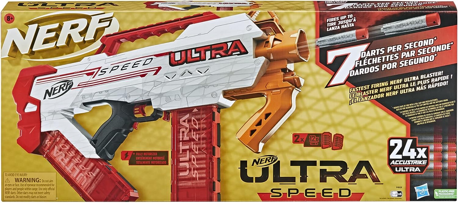 NERF Ultra Speed Fully Motorized Blaster, Fastest Firing Ultra Blaster, 24 AccuStrike Ultra Darts, Uses Only Ultra Darts